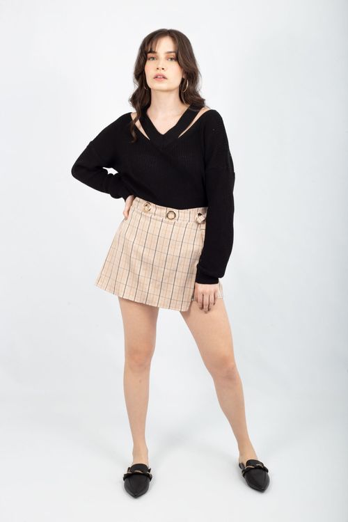 Blusa Tricot Decote V Tiras