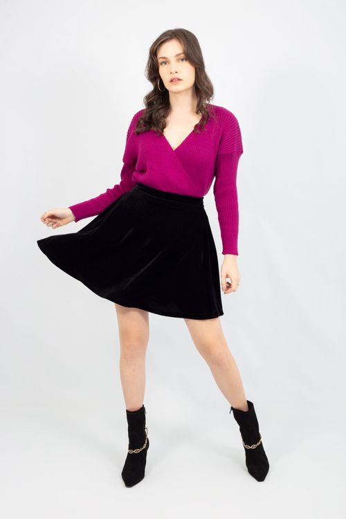 Blusa Tricot Transpasse Canelado