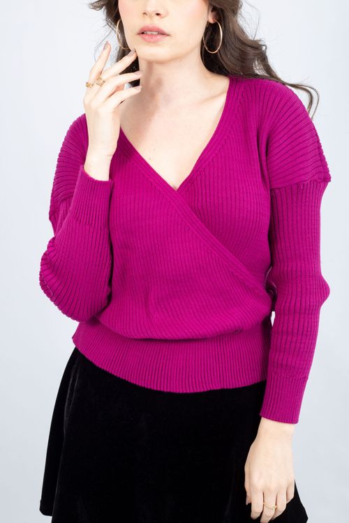 Blusa Tricot Transpasse Canelado