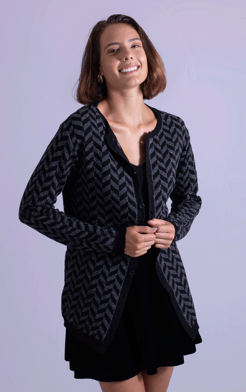 Casaco Tricot Jacquard Flamme