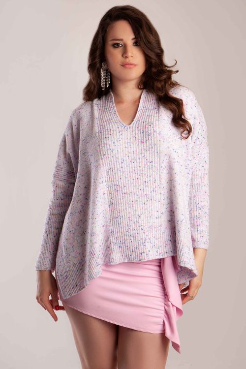 Blusa Ampla Frisos Decote