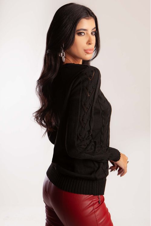 Blusa V Pipoca Tricot