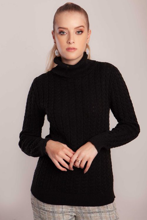 Blusa Trançada Gola Alta