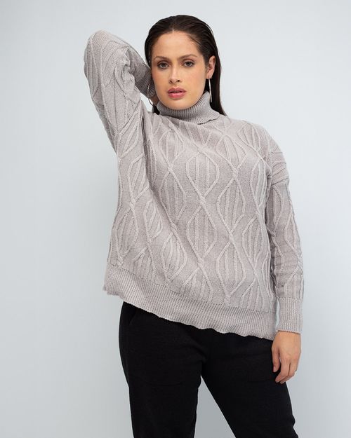 Blusa Ampla Relevo Gola Alta