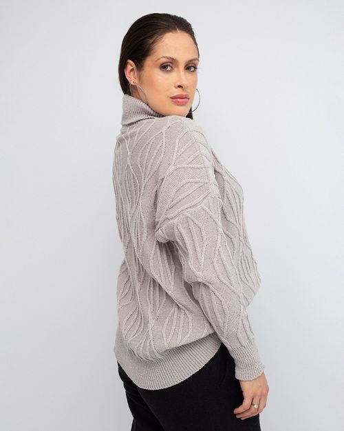 Blusa Ampla Relevo Gola Alta