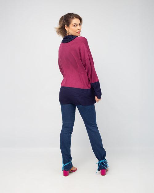 Blusa Ampla Gola Boba Bicolor Viscose