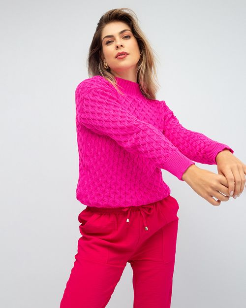 Blusa Relevo Gola Redonda Tricot